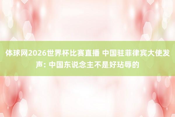 体球网2026世界杯比赛直播 中国驻菲律宾大使发声: 中国东说念主不是好玷辱的