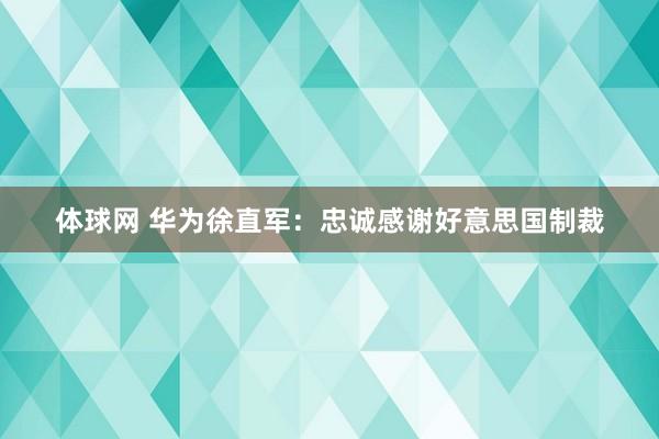 体球网 华为徐直军：忠诚感谢好意思国制裁