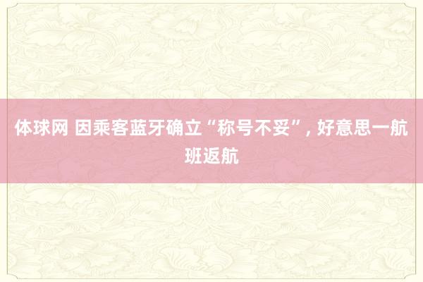 体球网 因乘客蓝牙确立“称号不妥”, 好意思一航班返航
