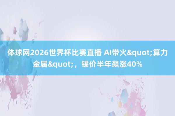 体球网2026世界杯比赛直播 AI带火"算力金属"，锡价半年飙涨40%