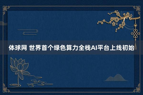 体球网 世界首个绿色算力全栈AI平台上线初始