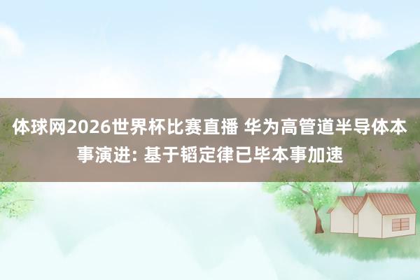 体球网2026世界杯比赛直播 华为高管道半导体本事演进: 基于韬定律已毕本事加速