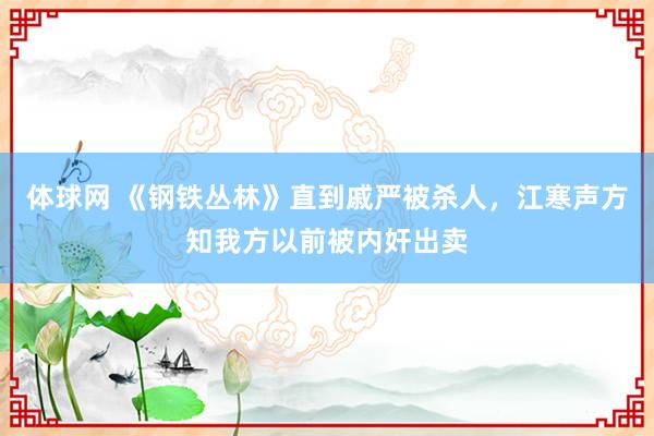 体球网 《钢铁丛林》直到戚严被杀人，江寒声方知我方以前被内奸出卖