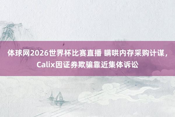 体球网2026世界杯比赛直播 瞒哄内存采购计谋，Calix因证券欺骗靠近集体诉讼