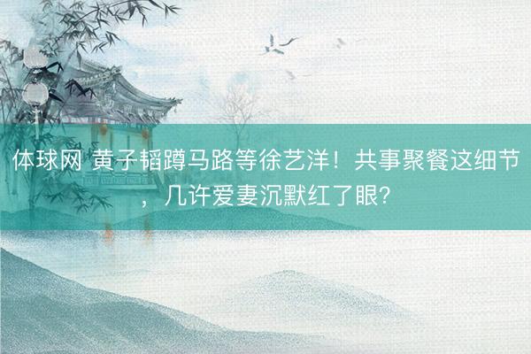 体球网 黄子韬蹲马路等徐艺洋！共事聚餐这细节，几许爱妻沉默红了眼？