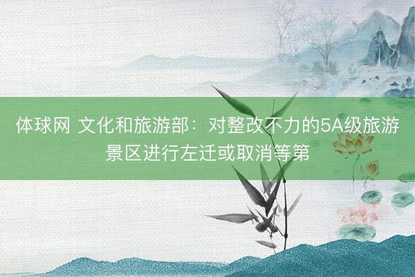 体球网 文化和旅游部:对整改不力的5A级旅游景区进行左迁或取消等第