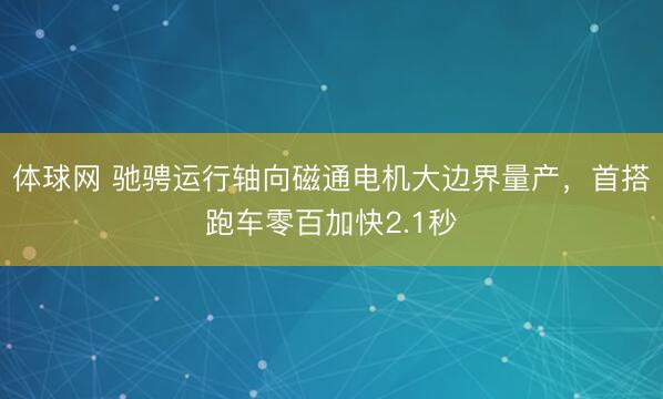 体球网 驰骋运行轴向磁通电机大边界量产,首搭跑车零百加快2.1秒